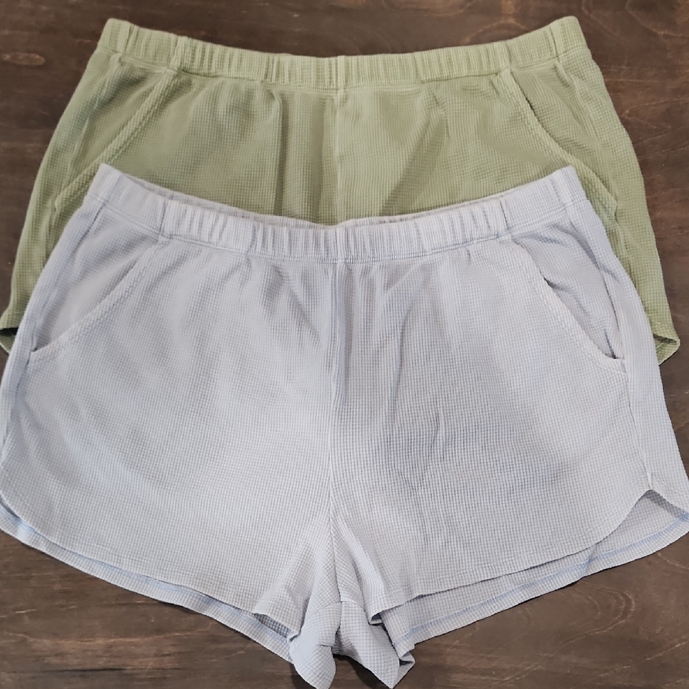 Set Of 2 - Juniors SO Cozy Shortie Waffle Shorts Size Large